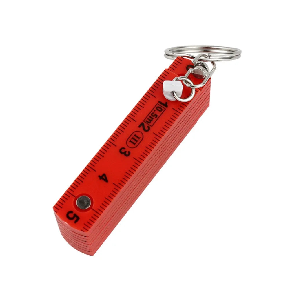1Pcs 0.5 Meter Folding Ruler Keychain Plastic High Precision Portable Folding Ruler For Woodworking Bricklaying Measuring Tool Qme red