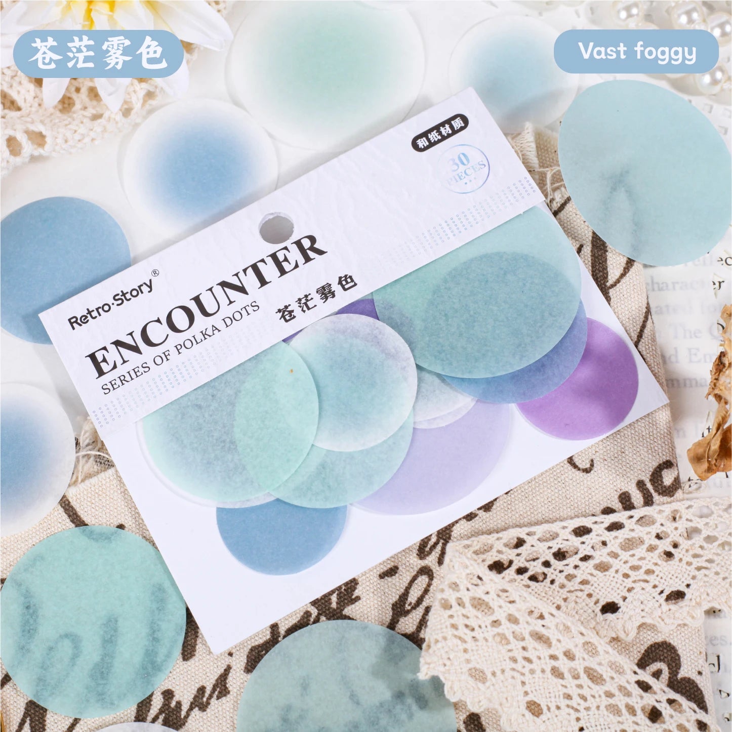 30 Sheets Watercolor Dot Adhesive Stickers Pack Labels Decoration for Diary Album Planner Scrapbook Notebook Journaling Supplies Qme A