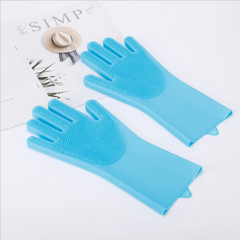 1/3/5pcs mix New Pet Dog Cat Bathing Grooming Cleaning Silicon Hair Removal Gloves Magic Dishwashing Cleanner Sponge Qme 1pcs lake blue