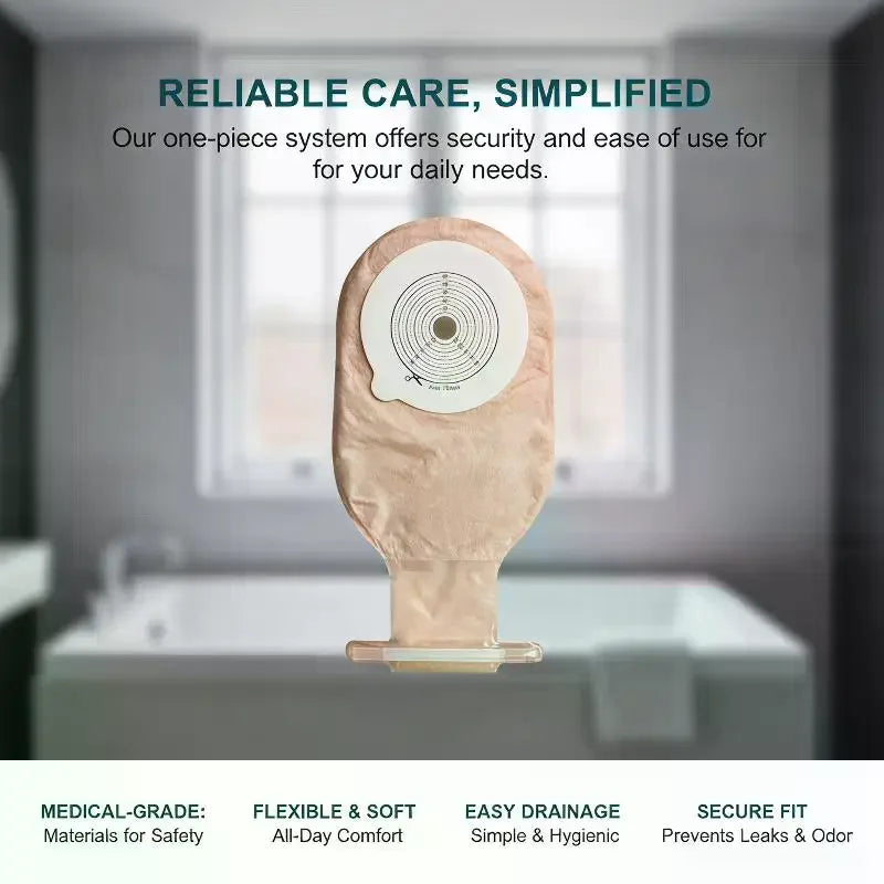 One-piece 20- Cut-to-fit Ostomy Bags Drain Valve Closure Qme