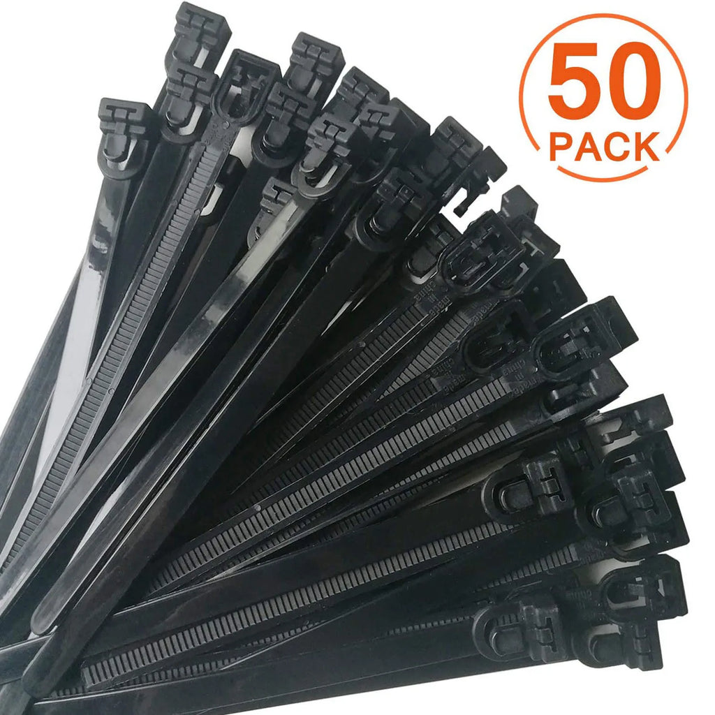 Reusable and detachable zip ties - heavy-duty and durable Qme Black
