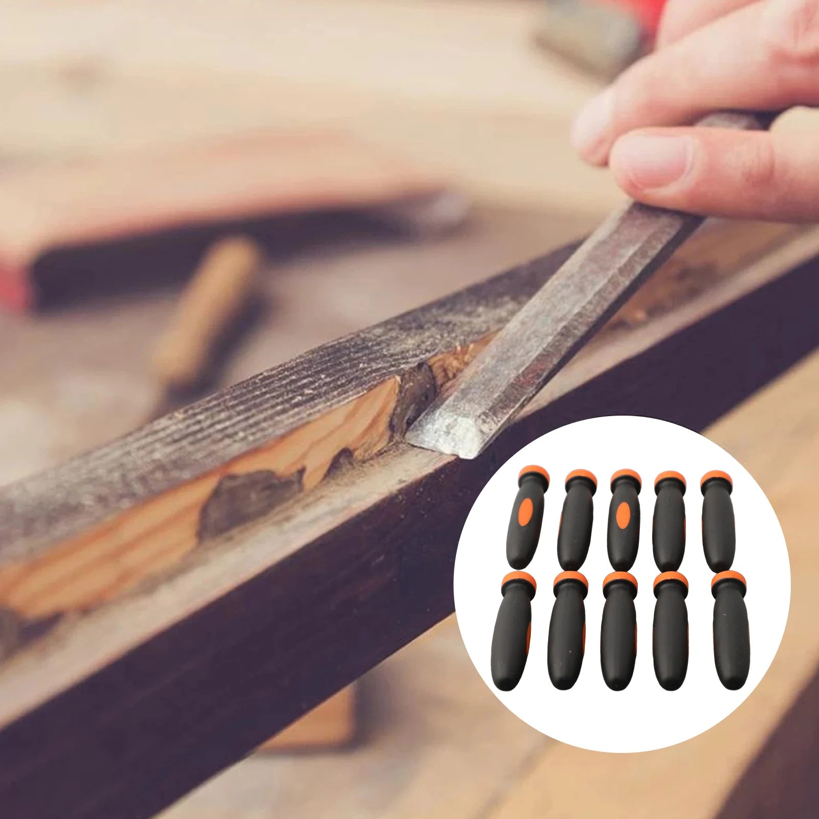 10Pcs Wood File Handle Rubber Files Handles Files Supplies 2.36Inch 3mm Hole Diameter Wood File Handle Workshop Equipment Qme