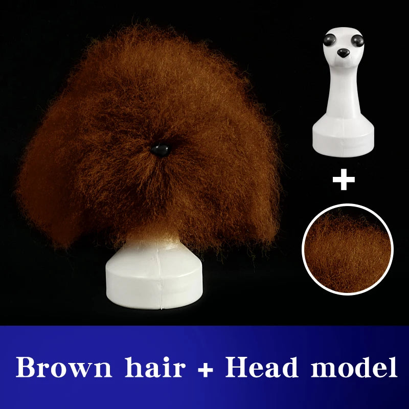 Teddy Pet Simulated Head Hair Fake Dog Head Model Beautician Practice Cutting Dog Hair Dog Body Wig Pet Grooming Student Study Qme Brown hair and Model