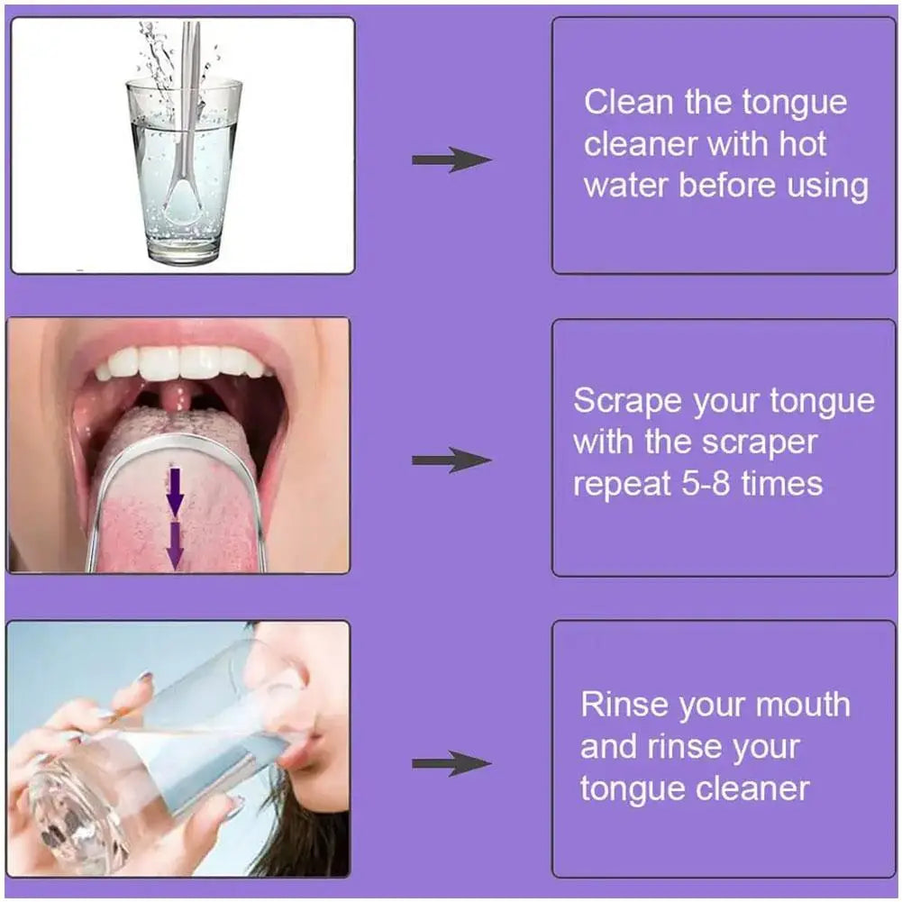 Tongue Scraper Cleaners Adults Reduce Bad Breath Fresh Metal Scrapers Qme