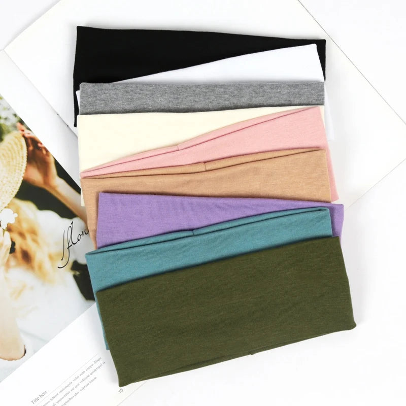 Unisex Solid Wide Elastic Hairband Running Sport Headband Yoga Qme