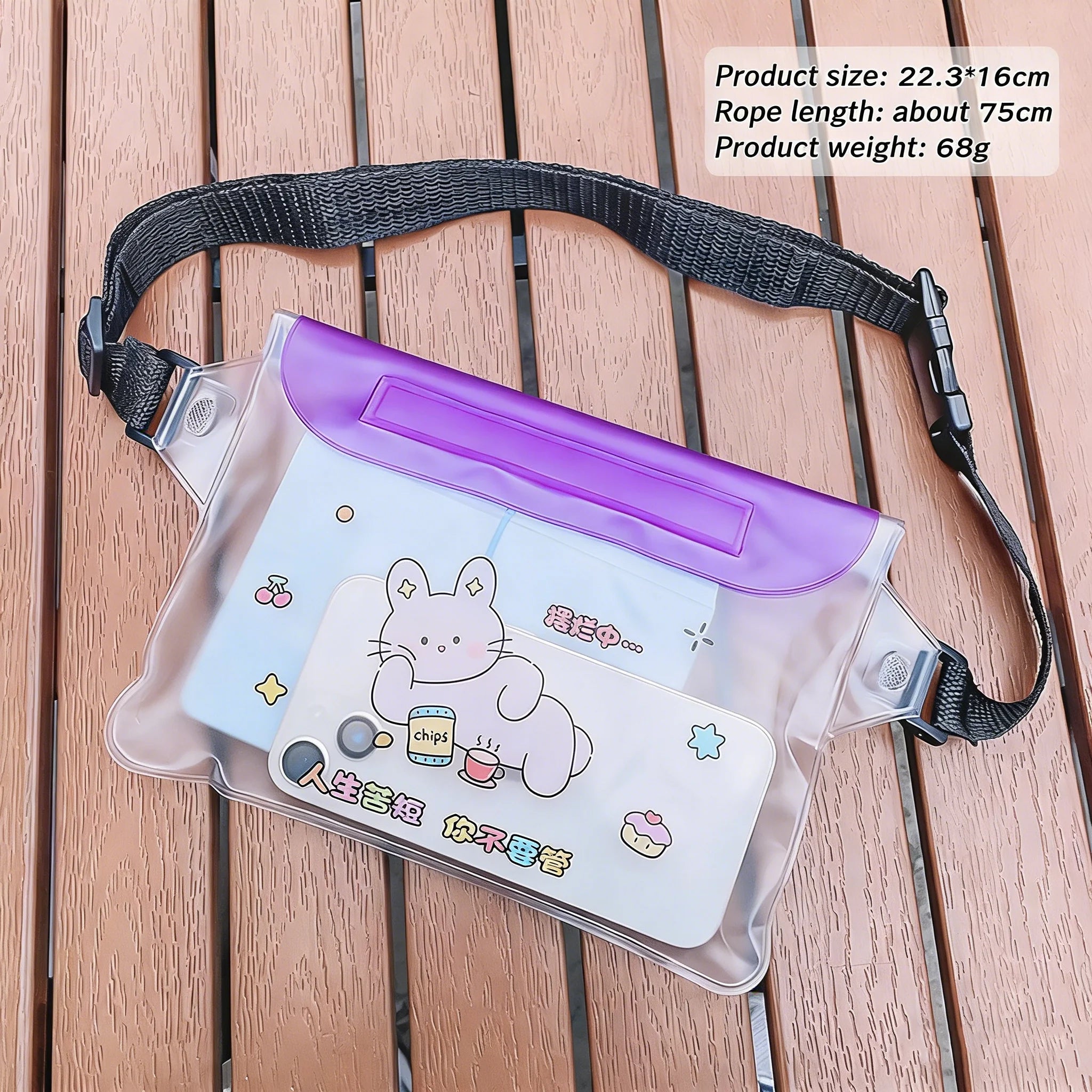 Cartoon Capybara Waterproof Touchscreen Phone Pouch Versatile Bag Qme Purple