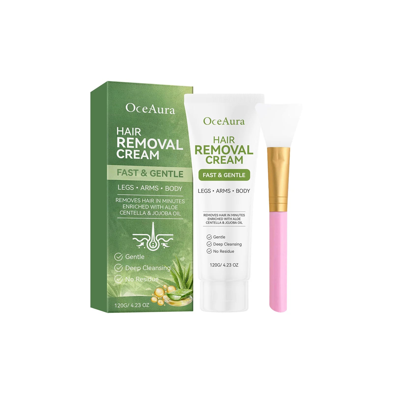 OceAura Aloe Body Hair Removal Cream for Underarm Leg Arm Inhibits Body Hair Growth Painless Fast Hair Removal Depilatory Cream Qme 120g Boxed
