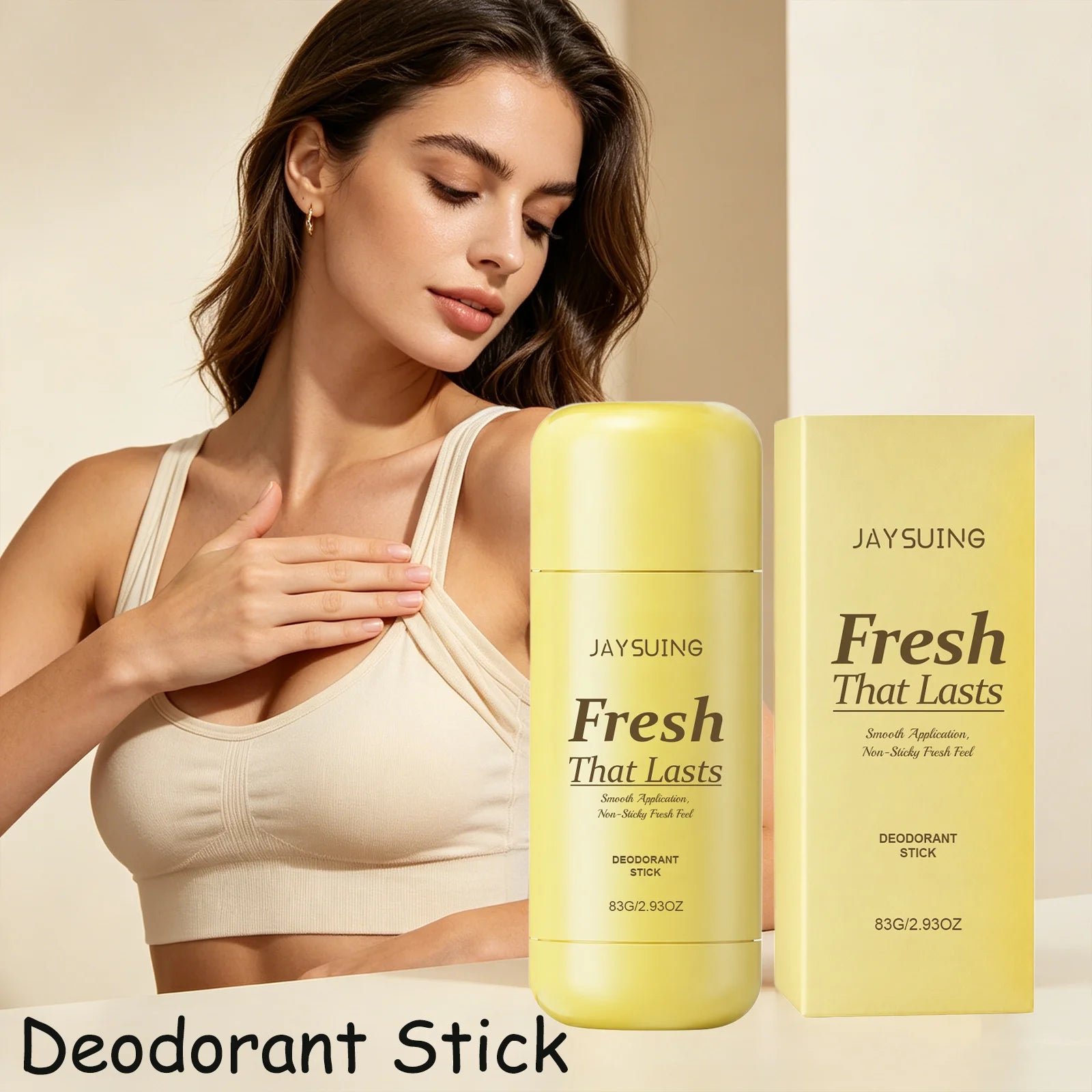 Jaysuing Deodorant Stick Anti Sweat Underarm Body Odor Removal Refreshing Daily Care Armpit Antiperspirant for Women & Men 83g Qme