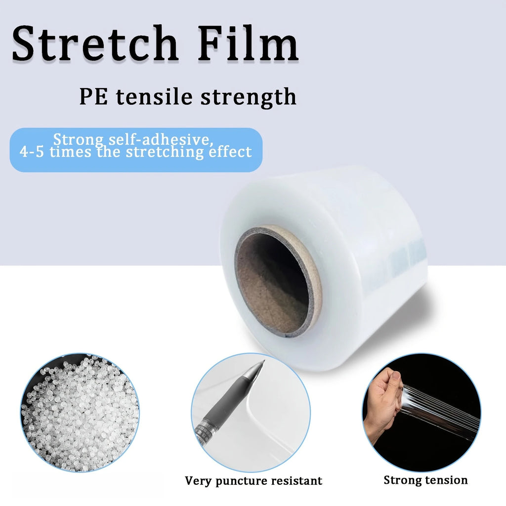 Mini Stretch Wrap Film, Clear Plastic Shrink Wrap for Wine Bottles, Pallet Wrapping & Household Use Qme