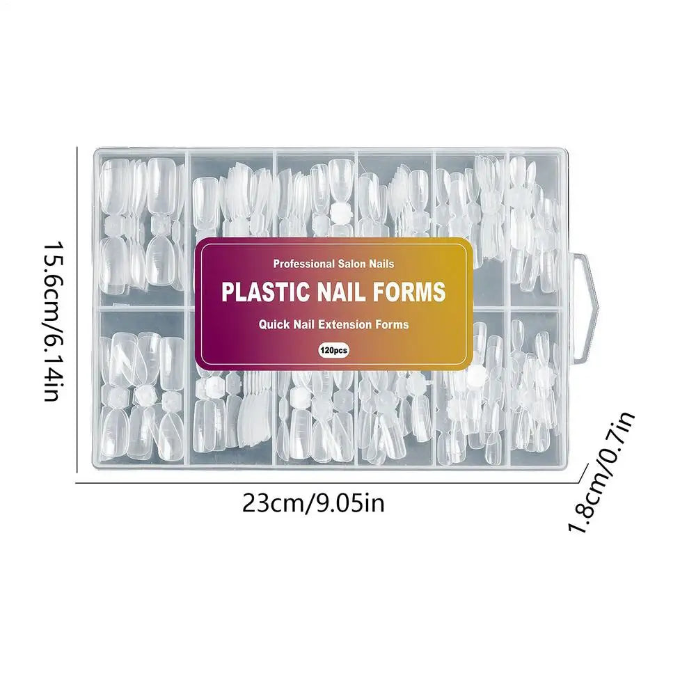 Double Nail Extension Mold 12 Sizes Clear Form False Tips Quick Qme set China Mainland
