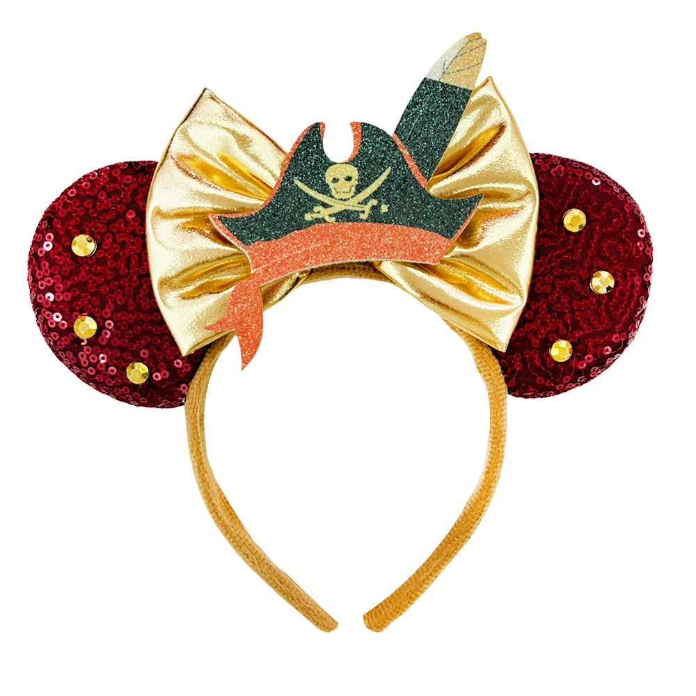 Skull Crossbones Pirate Mickey Mouse Ear Headband Women Adult Cosplay Halloween Hairband Festival Party Cosplay Hair Accessories Qme Headband 8