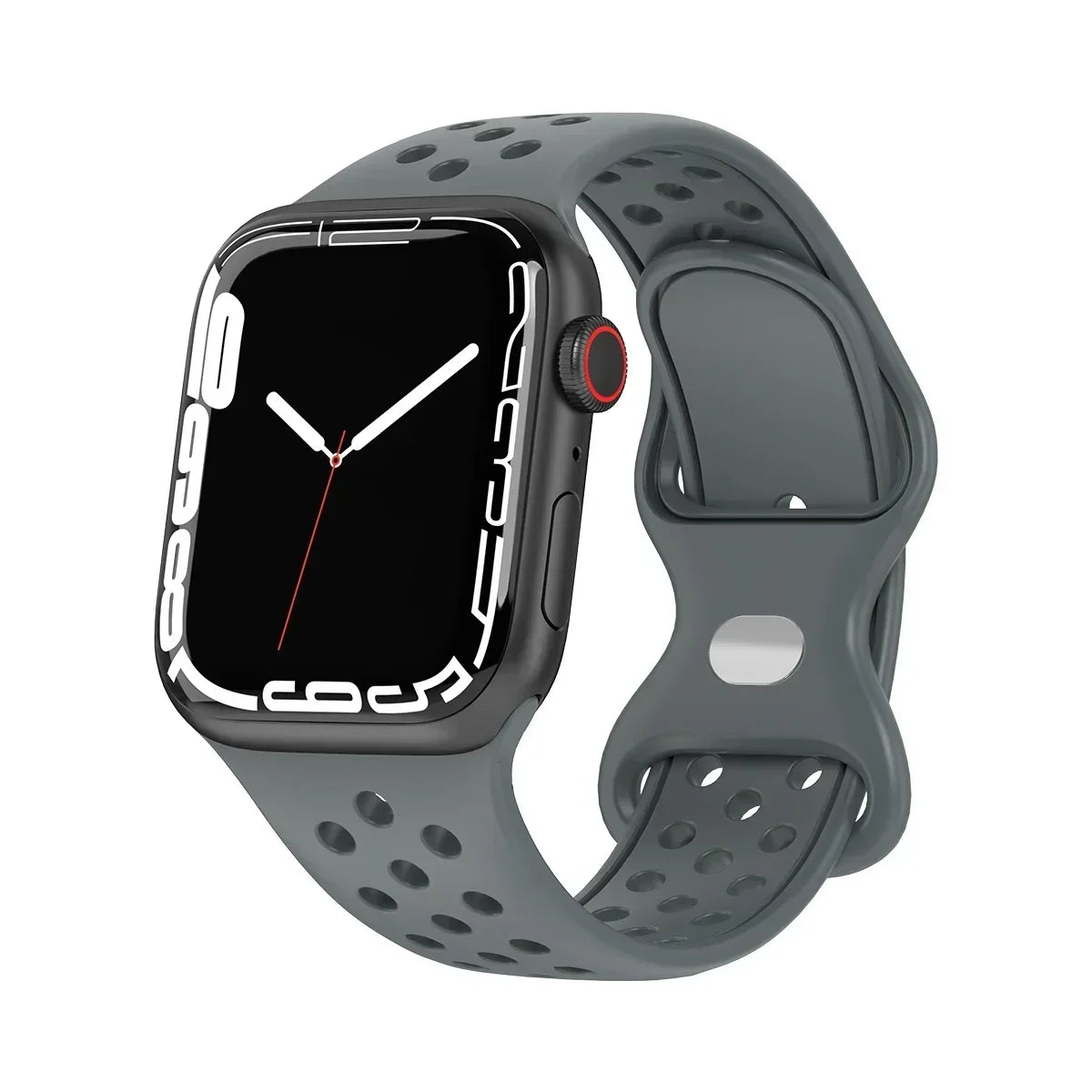 Silicone Strap for Apple Watch Band Ultra 2 49mm 38mm 42mm Sport Bracelet iWatch Series 9 8 7 41mm 45 mm 7 6 SE 5 4 3 44mm 40mm Qme Grey 38MM 40MM 41MM