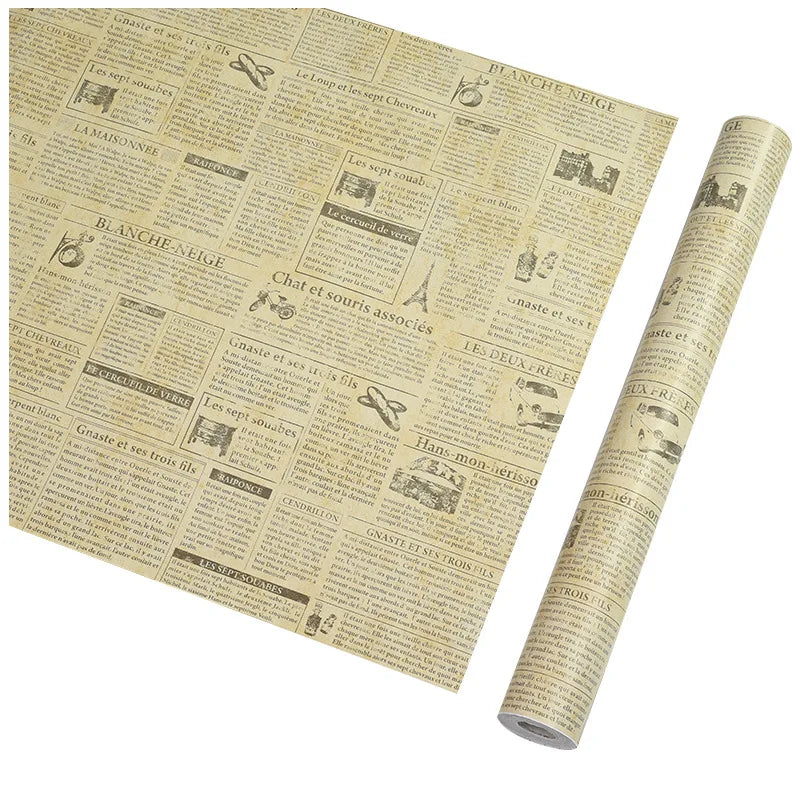 Vintage Newspaper Self Adhesive Wallpaper Vinyl Peel Stick Contact Qme Yellow newspaper 10mx45cm
