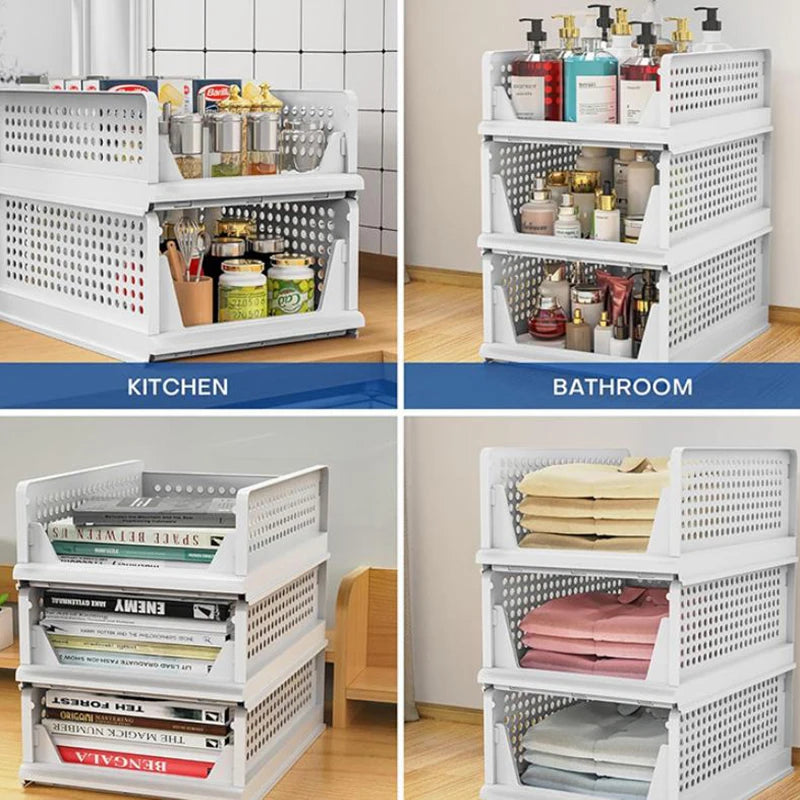 High-capacity Foldable Plastic Storage Box Household Stackable Drawer Qme