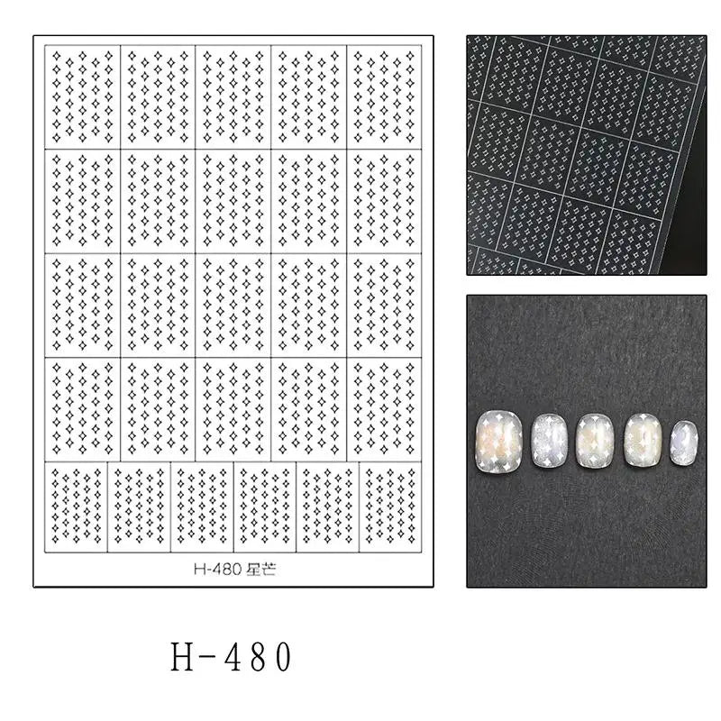 Reusable Hollow Out Love Star Nail Art Adhesive Sticker Template Qme H480