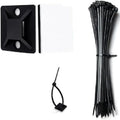 100Set Zip Tie Mounts Self-Adhesive Backing Cable Organizer Management Clips Wall Anchors for Secure Wire Holding Light Fixation Qme 100set black