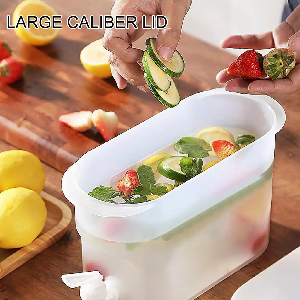 Cold Kettle Faucet Ice Bucket Water Pitcher Juice Spigot Fruit Drink Qme
