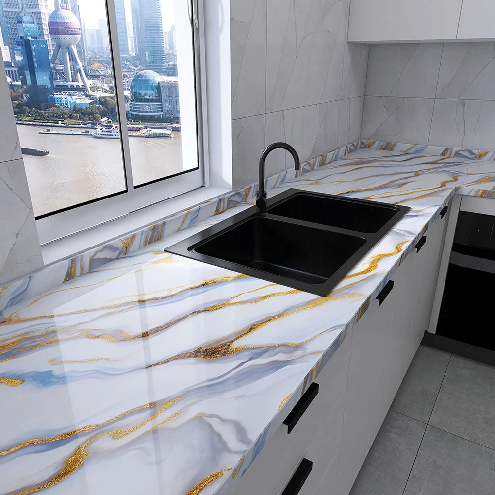 DIY 55cm Marble Self-adhesive Wallpaper Bathroom Kitchen Dining Room Cabinet Countertop Wall Sticker Waterproof And Mildew Proof Qme A 55cmX3m