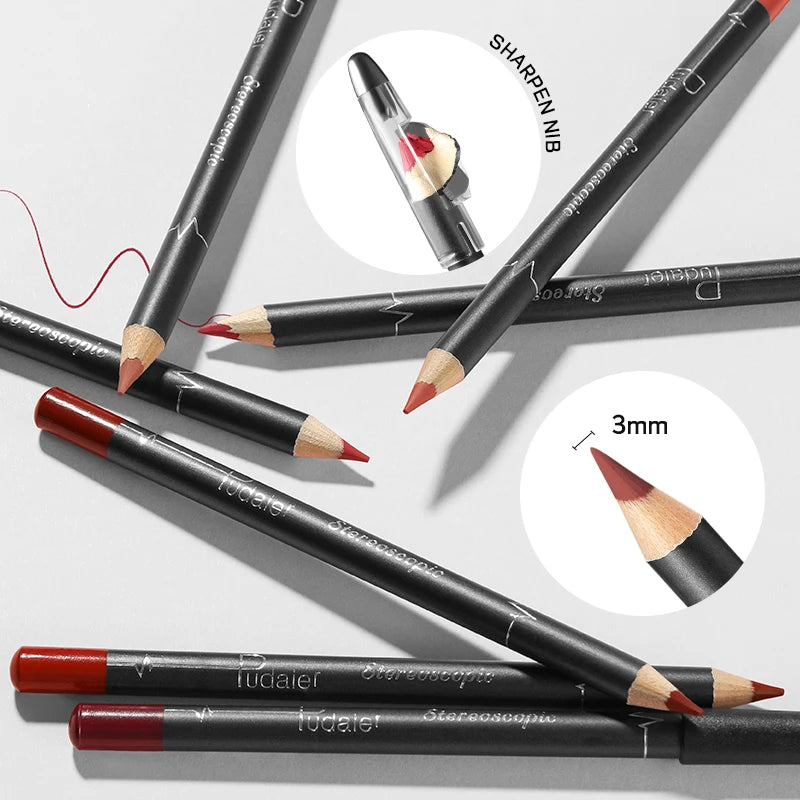 Waterproof Matte Lipliner Pencil Red Contour Tint Lipstick Long Qme