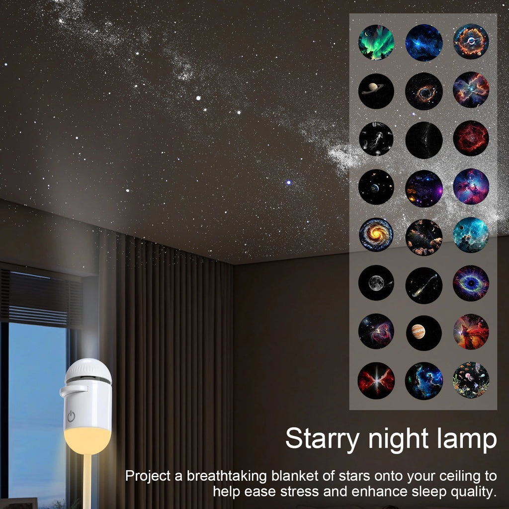 2-in-1 Galaxy Projector Night Light With Slides Starry Night Light Dual Mode USB Starry Atmosphere Light For Bedroom Sleep Decor Qme