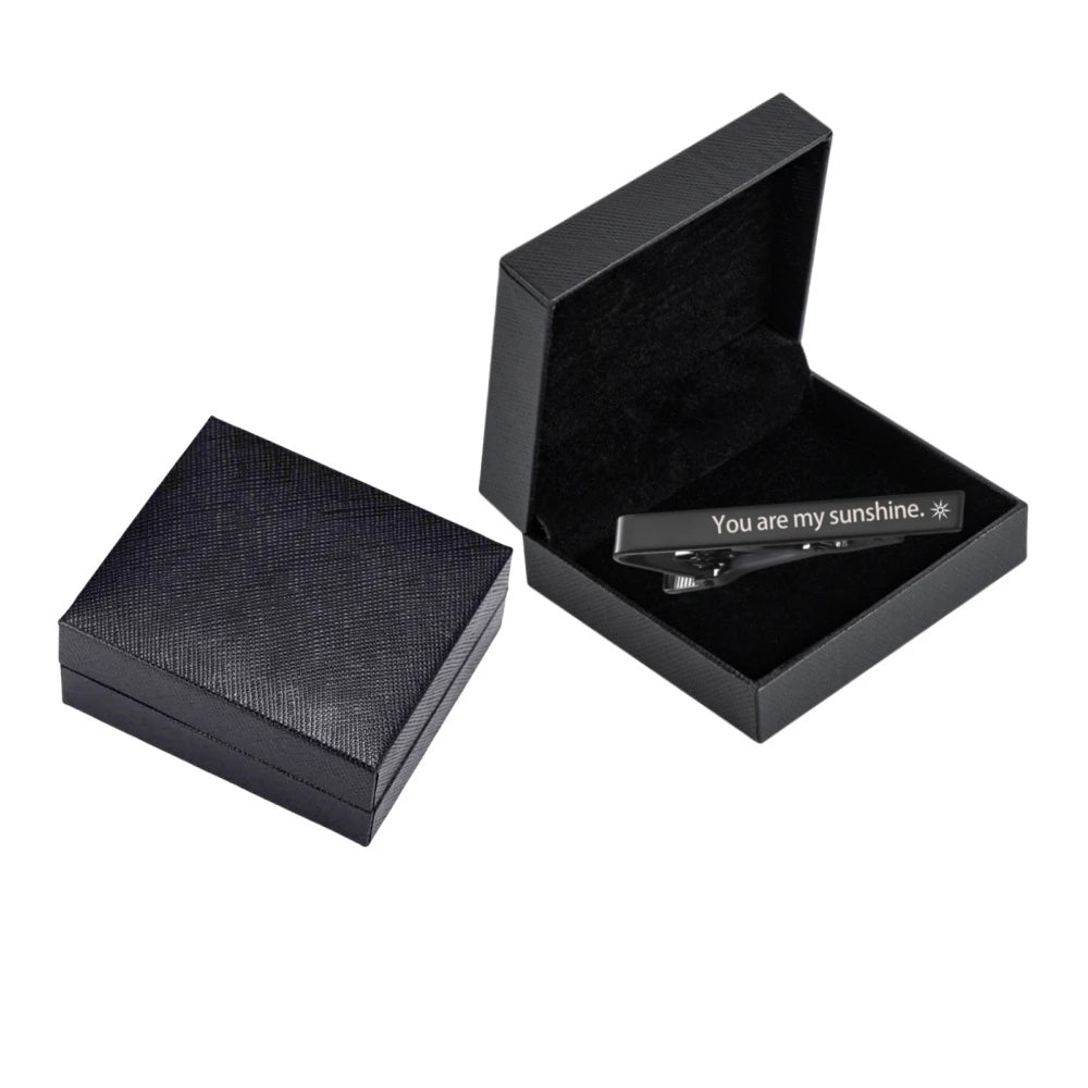 Jeshayuan Personalized Tie Clip Groomsmen Tie Bar Engraved Tie Clip Custom Tie Bar Name Tie Clip For Him Tie Clip Mens Qme black with box China Mainland B01