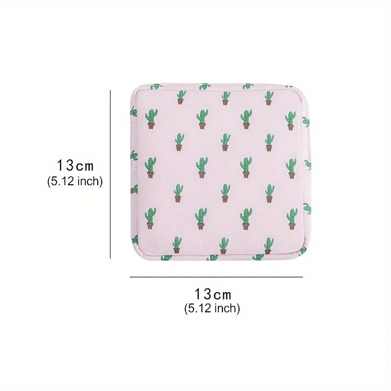 1pc Portable Sanitary Napkin Storage Bag - Girls' Cosmetic Lipstick Pouch with Travel Headset Coin Organizer - Convenient Qme