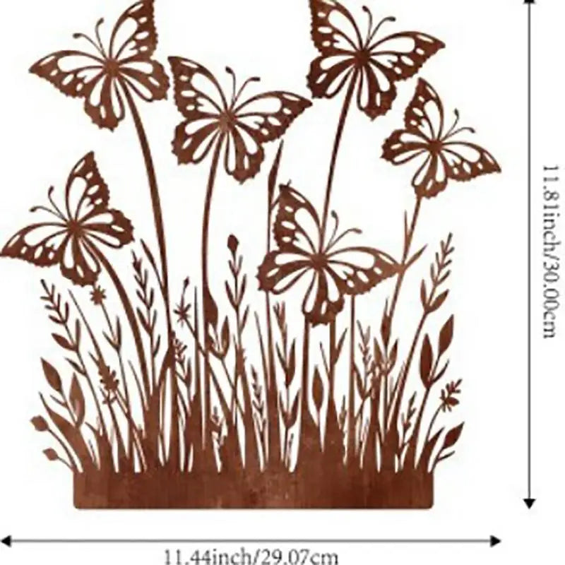 1 Patina Finish Outdoor Decor Rustic Metal Garden Stake Butterfly Qme J