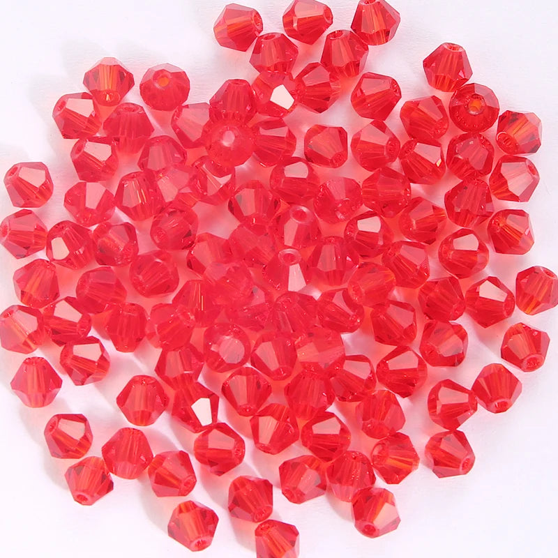 100Pcs 4MM Glass Beads Bicone Shaped Beads Faceted Crystal Beads for Jewelry Making Bracelet Necklace Earrings DIY Beading Qme 30 4MM-100PCS