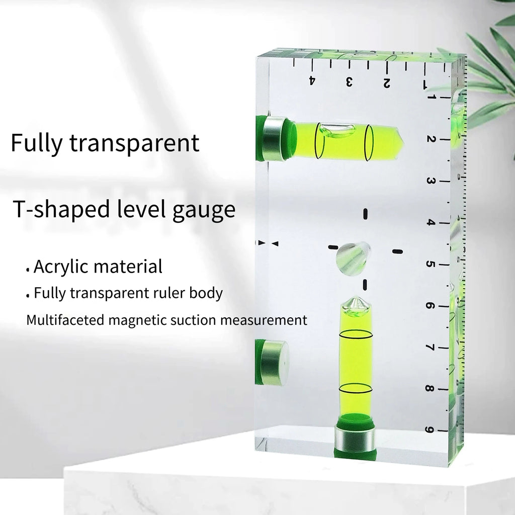 Transparent Magnetic Level Bubble Mini Spirit Three Strong Magnets Qme