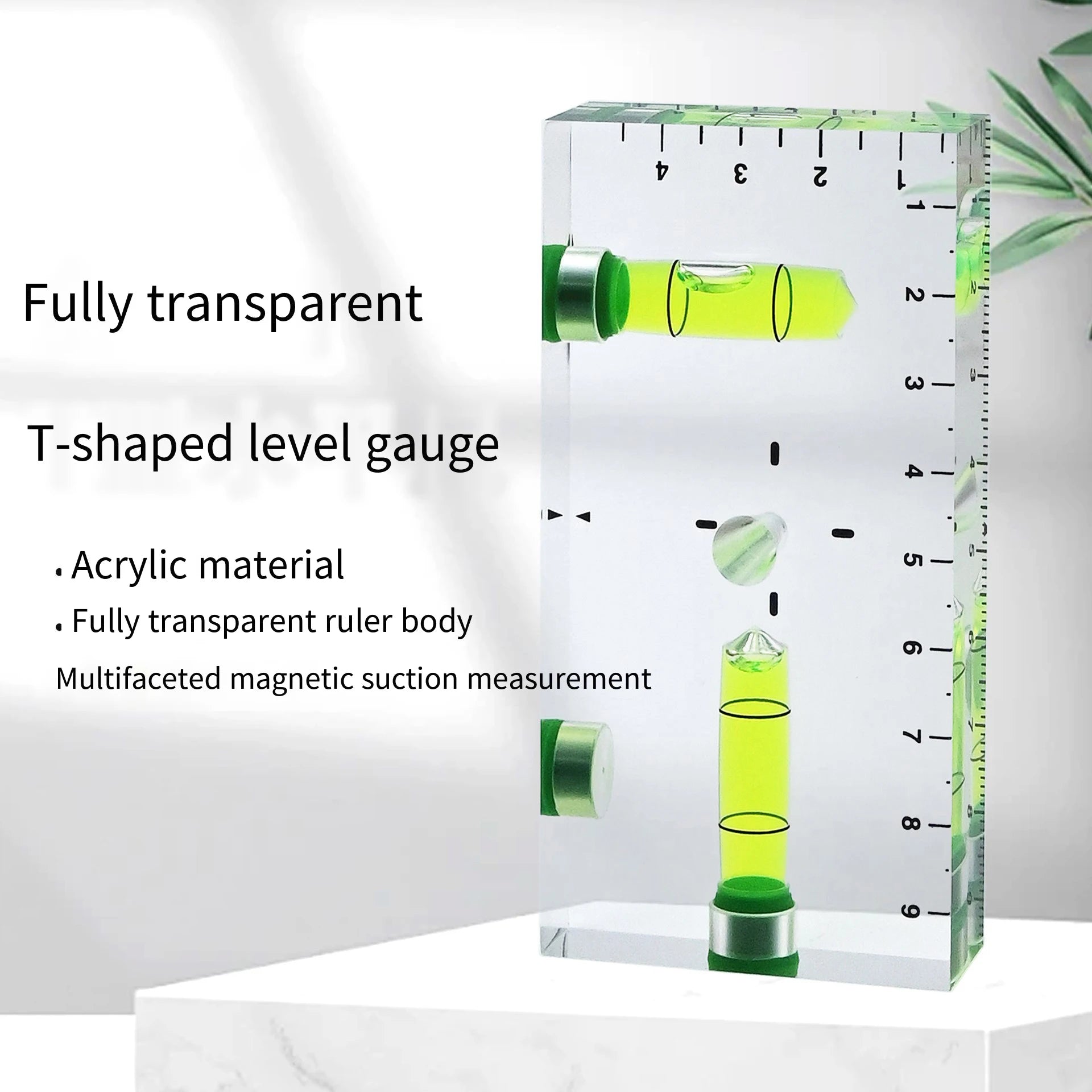 Transparent Magnetic Level Bubble Mini Spirit Three Strong Magnets Qme