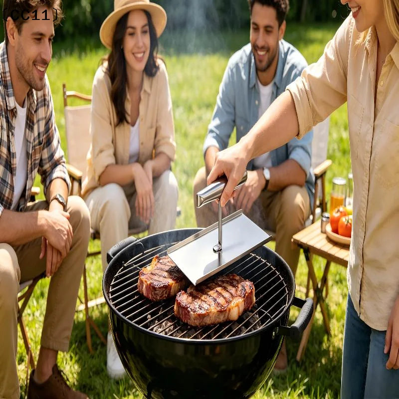 Stainless Steel Grill Press Plate Heavy Duty BBQ Meat Heat Resistant Qme