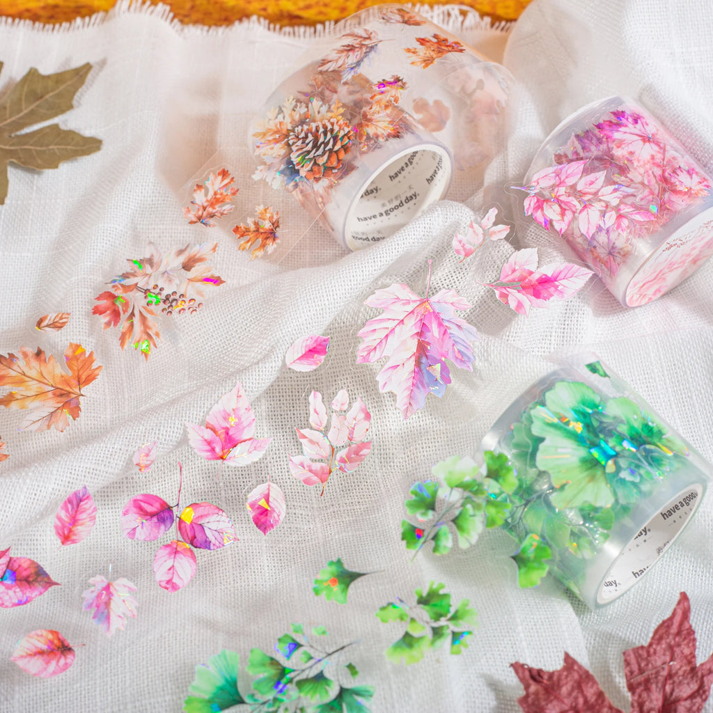 200cm，INS Plant Fallen Leaves，PET Tape，Japanese Stationery Stickers，DIY Scrapbooking Decor，Junk Journal Collage Masking Tapes Qme