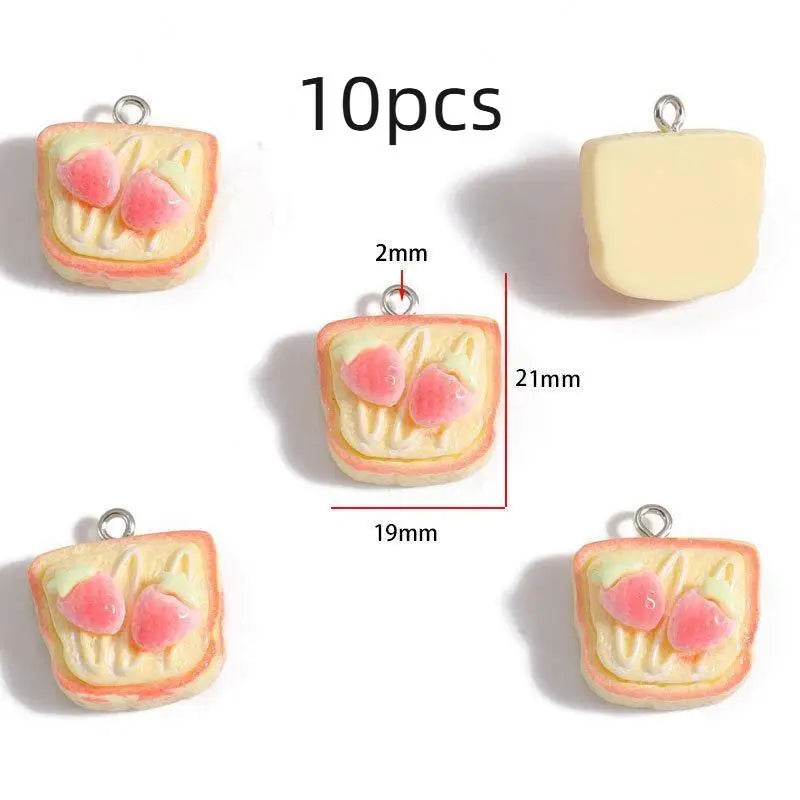 Strawberry Cake Resin Cartoon Charms 10/12Pcs Lovely Design for DIY Bag Pendant Phone Charm Jewelry Making Gift for Craft Lovers Qme 10pcs style 4