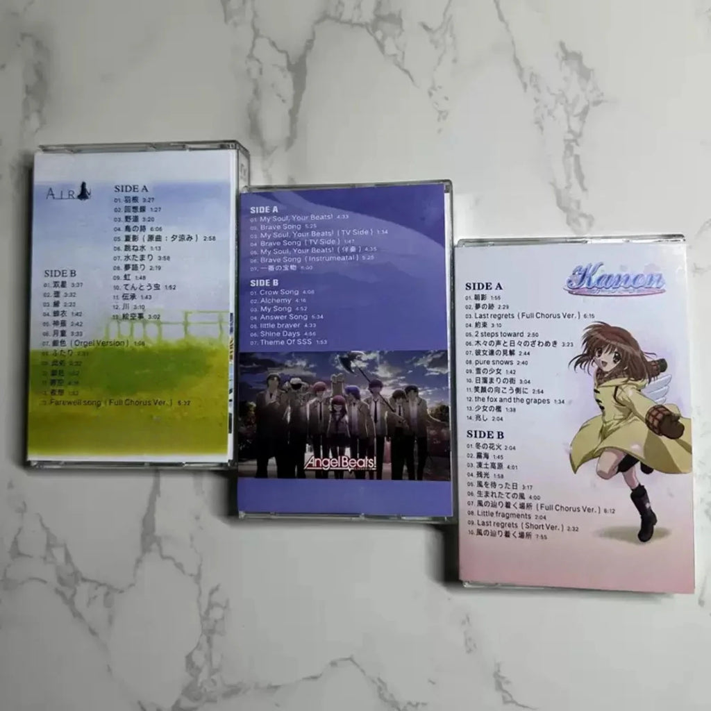 Classic Tearjerker Trilogy Soundtrack Cassette Set,Set or Single Available, Featuring Air Kanon & Angel Beats for ACG Collectors Qme