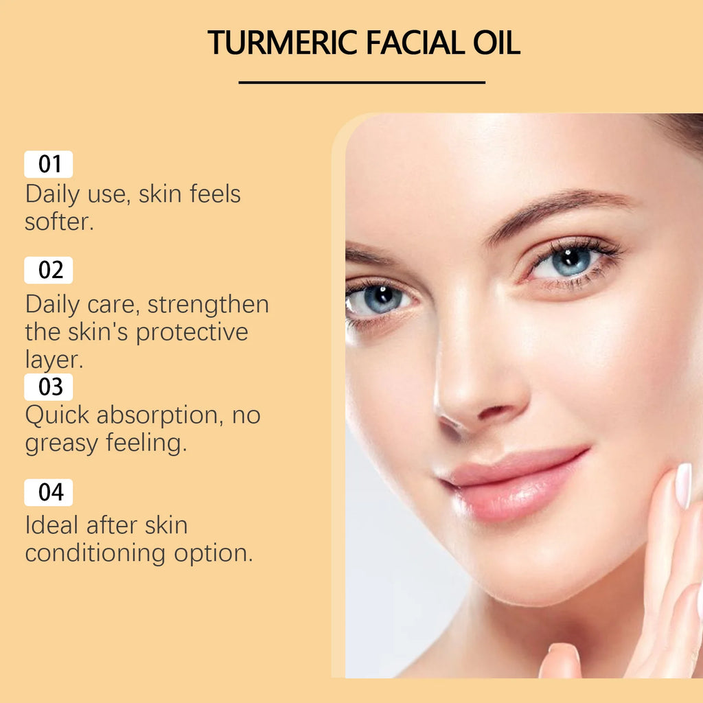 Turmeric Facial Essence Oil Nourishing Brightening Fade Dark Spot Skin Care Smoothing Firming Glowing Complexion Moisturizing Qme