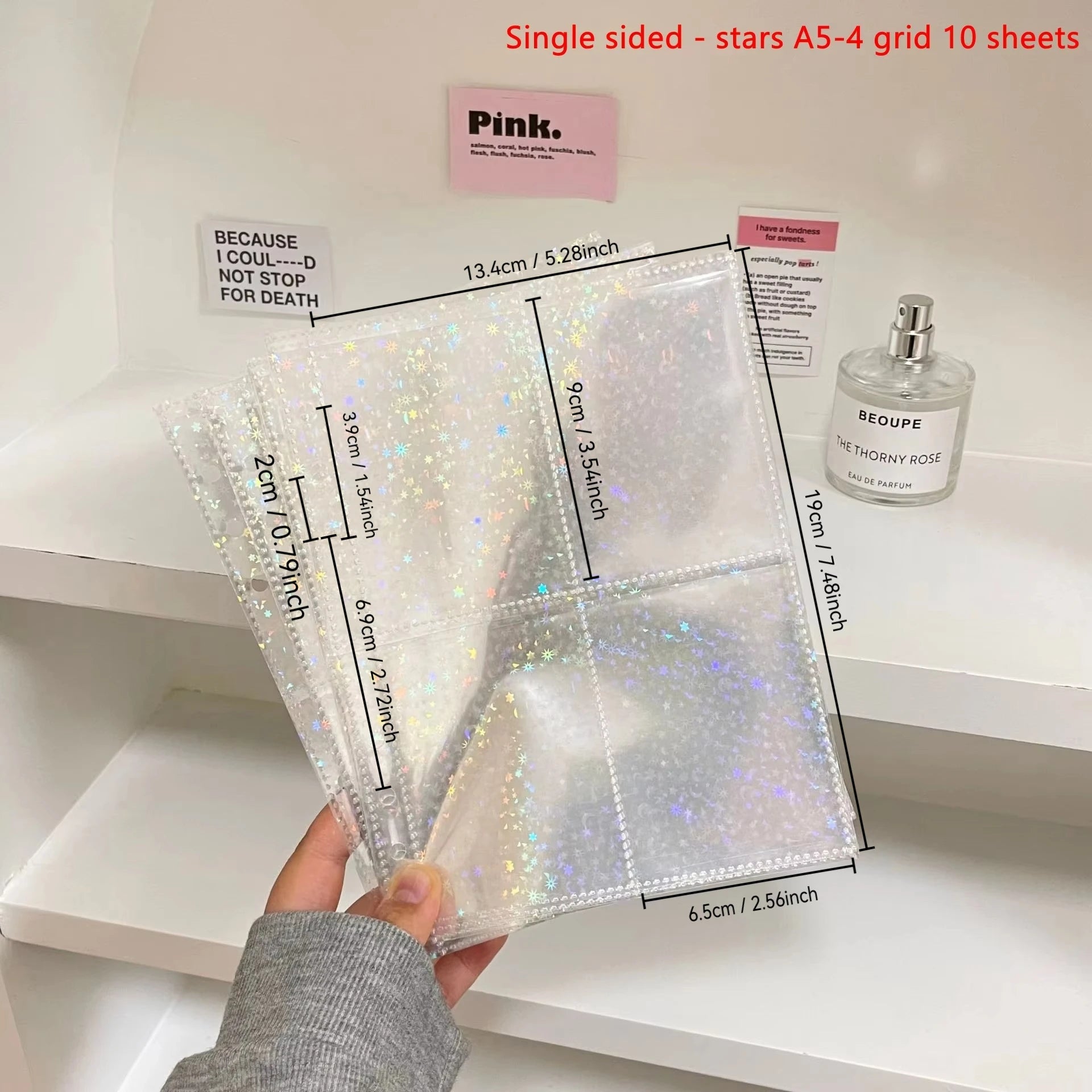 10Pcs/set Pockets Grids Photo Album A5 Inner Page Photocard Binder Photo Sleeve 6 Ring Refill Inner Page Photocard Kpop Qme Star A5-4 grid