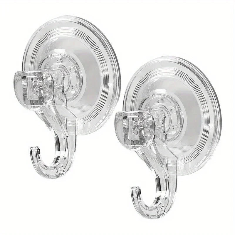 2pcs Suction Cup Hooks Clear Reusable Heavy Duty Vacuum Suction Cup Hooks Glass Kitchen Bathroom Hooks for Towel Qme