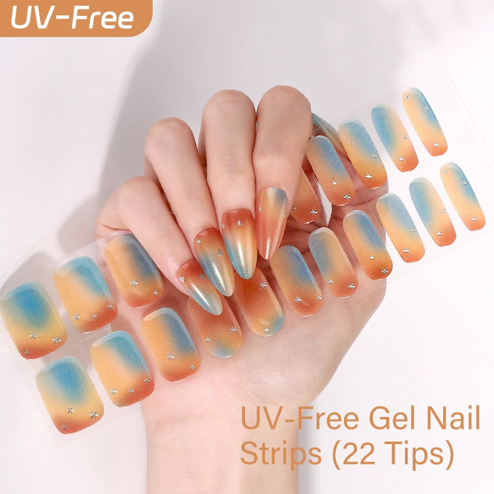 22Tips Sparkling Leopard Pattern Full Cover Nail Stickers French Qme BSA-0421