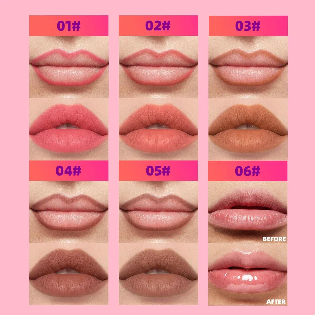 QIBEST Lip Liner Peel Off Tattoo Lipgloss Waterproof Lasting Lip Tint Red Brown Not Easy Fade Lip Stain Outline Contour Makeup Qme