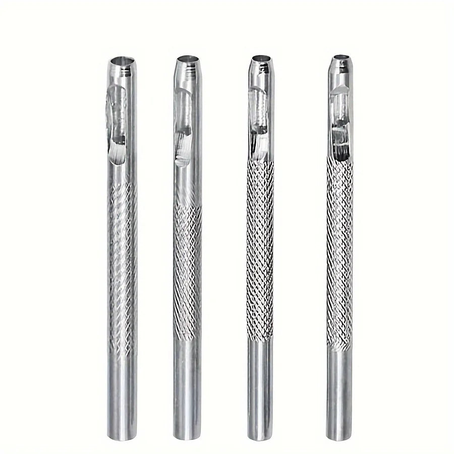 4pcs Leather Hole Punch Tool Set, 2.5mm, 3.0mm, 3.5mm, 4mm Round Hollow Punch Set, Carbon Steel Craft Punch Tools for Leather St Qme