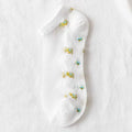 Women Fashion Summer Glass Stockings Thin Small Floral Card Silk Qme One Size white