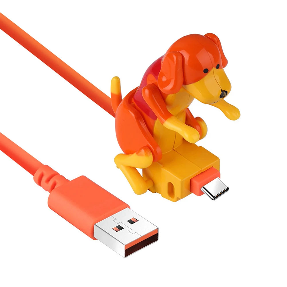 Cute Spotty Dog USB Charging Cable Funny Moving Puppy Design Fast Charger Cord Creative Type-C Data Cable for Smartphones Qme Orange For TYPE-C