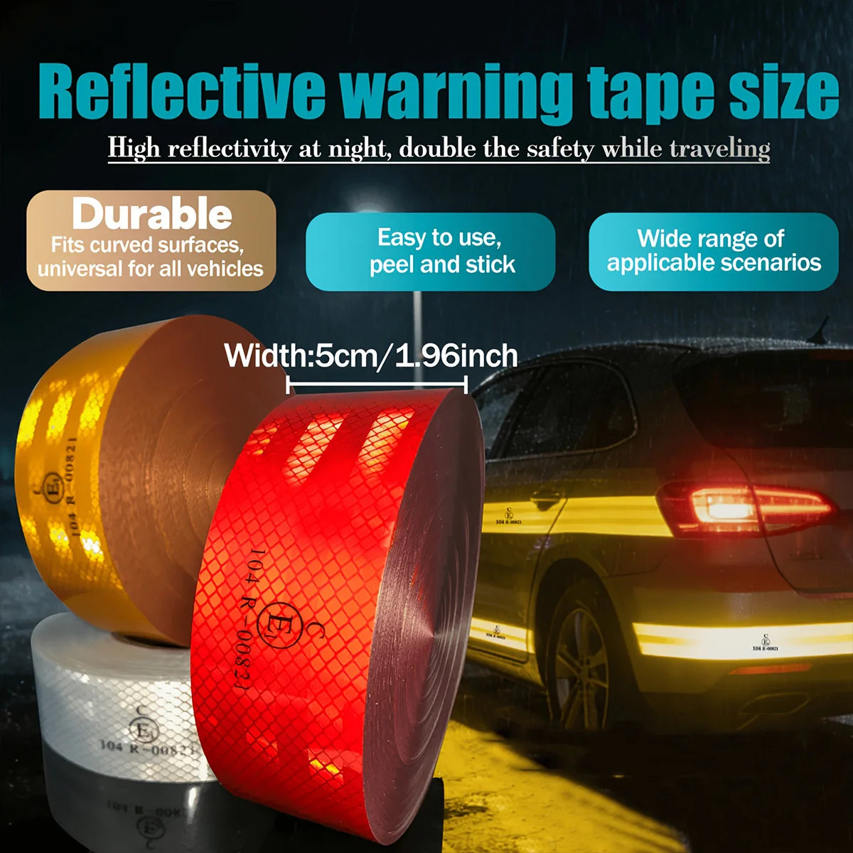 High Intensity Reflective Adhesive Tape 5cm*5m Diamond Grade Red White Yellow Waterproof Car Stickers Reflectors Strip For Truck Qme
