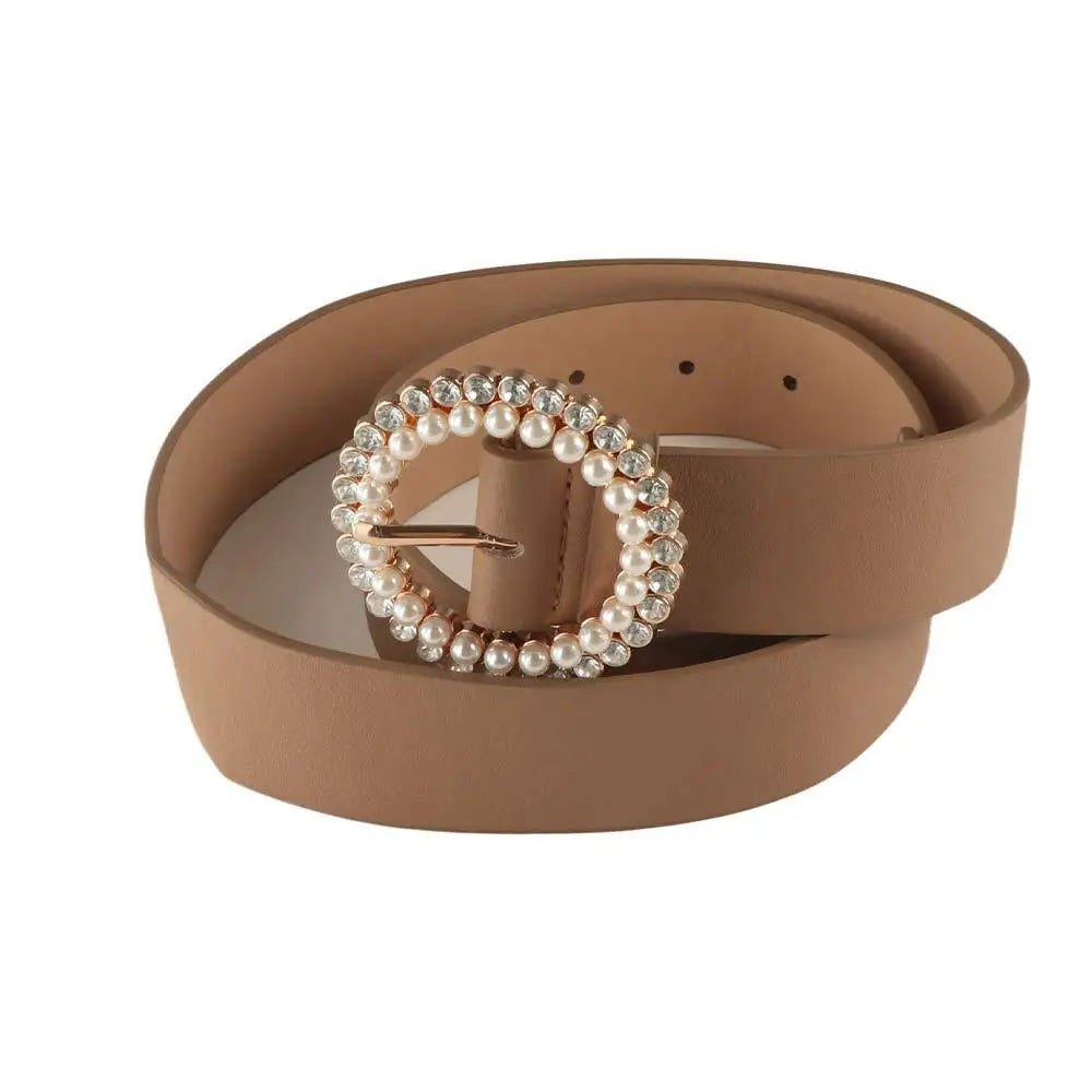 Elegant Vintage Fashion Retro Round Buckle Pu Leather Korean Belt Qme