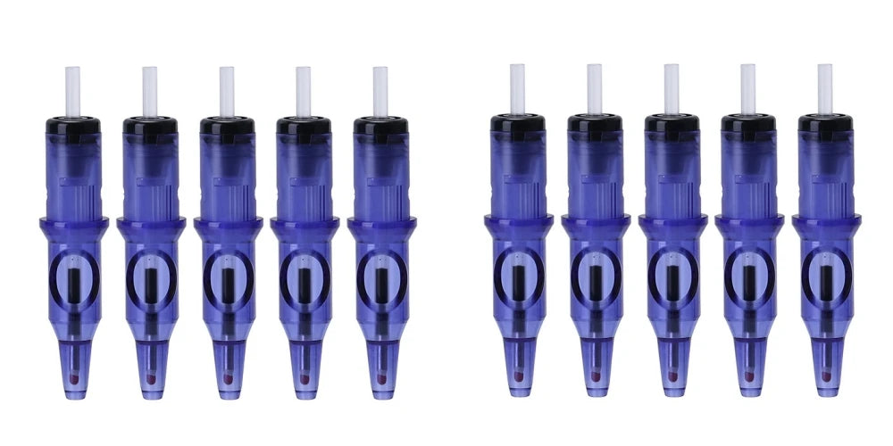 New Ball Point Pen Tattoo Cartridge Needles 5 Colors Practice Needles Drawing For Motor Tattoo Pen Grip Cartridge Supplies Qme 10PCS Blue