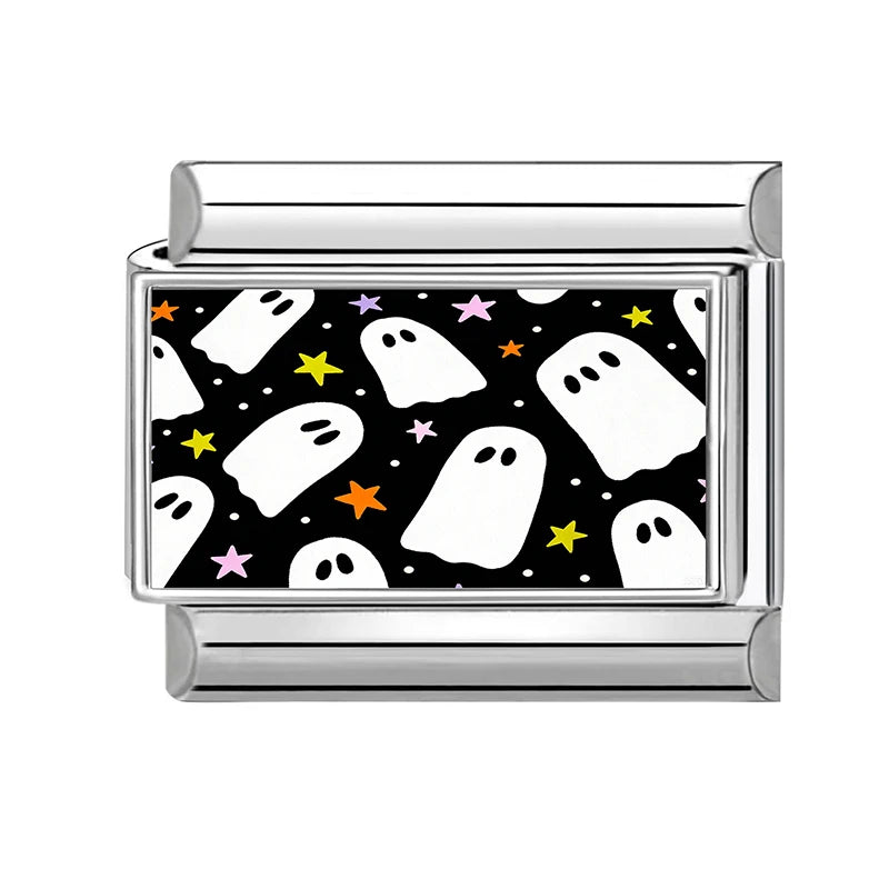 2026 Women Men Colored Star Ghost Cats Halloween Charms Italian Links