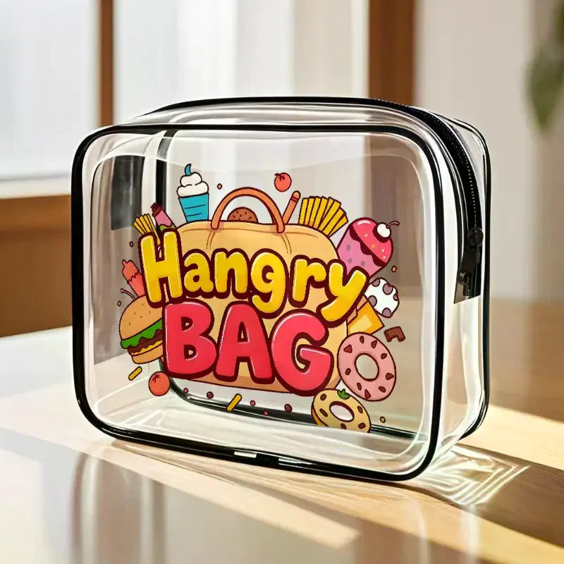 Transparent Single-Sided Print Cosmetic Bag Portable Travel Toiletry Bag Thickened Makeup Bags Organizer PVC Storage Pouch Qme