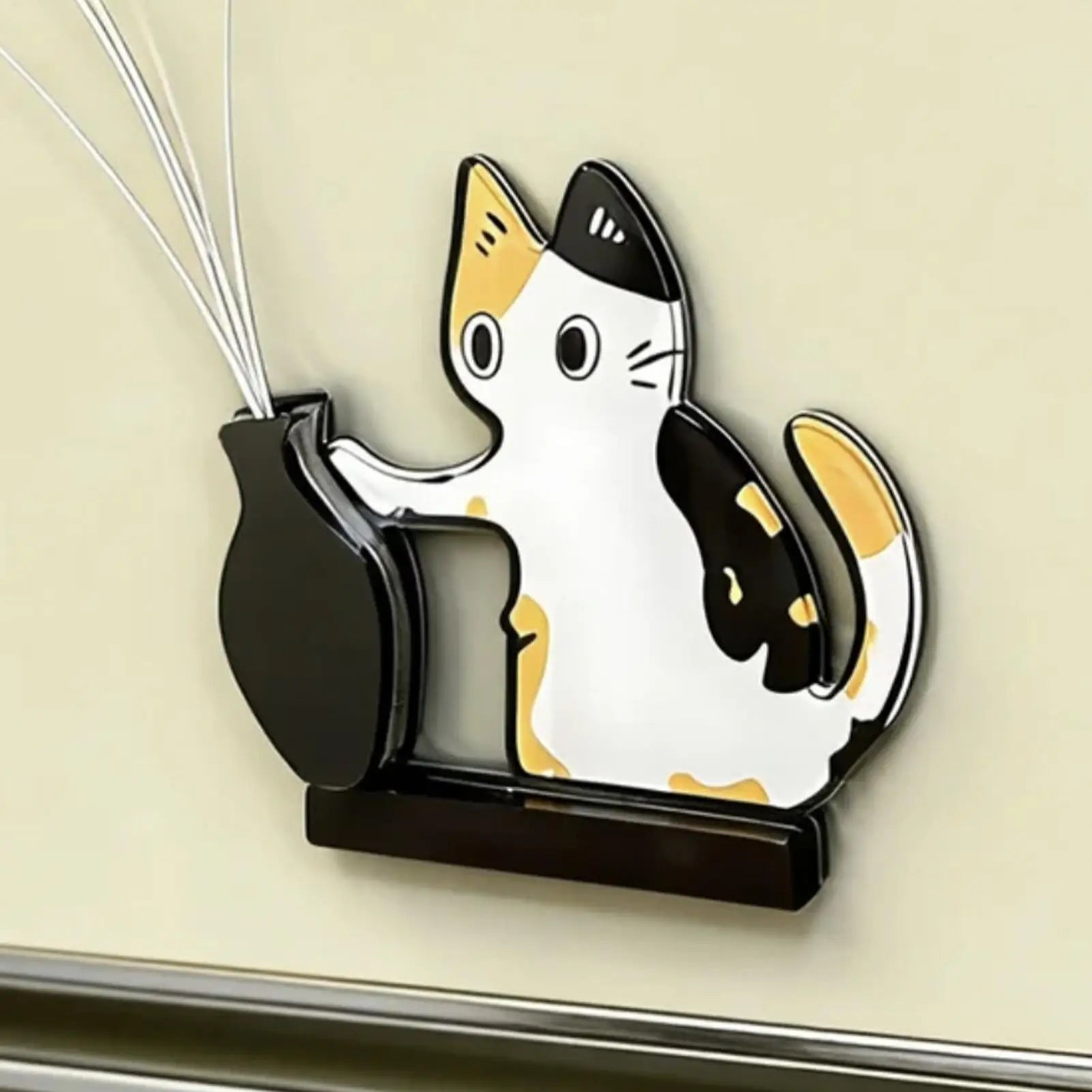 Cat Whisker Fridge Magnet Decorative Acrylic Cute Wide Opening Cat Whiskers Storage Container for Refrigerators Washing Machines Qme