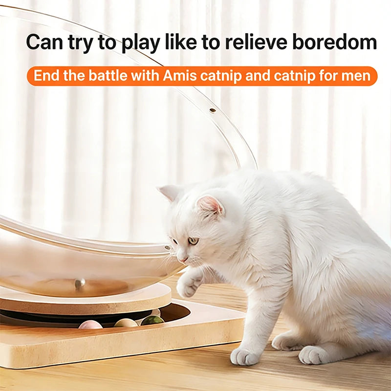 Solid Wood Acrylic Turntable Cat House Condo Space Capsule Nest Pet Qme