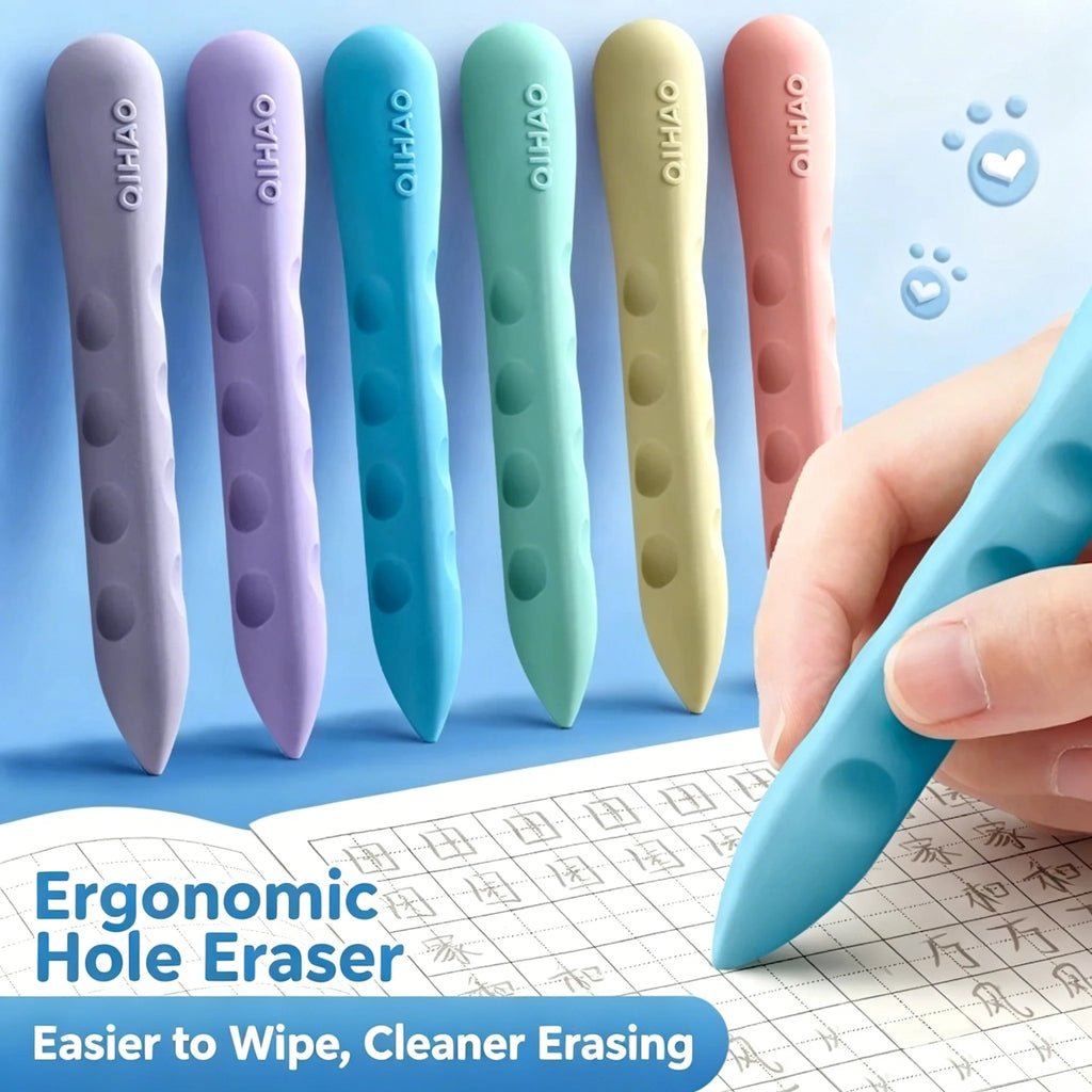3/6Pcs Hole Eraser Pen No Dust No Crumbs Clean Eraser Cute Portable Eraser for Art Drawing Stationery Supplies Qme